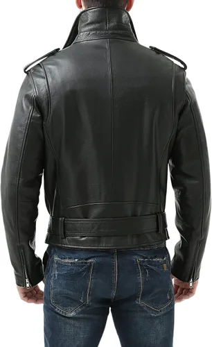 Miniatura 4 de BGSD Chaqueta clásica de cuero de vaca para hombre (también disponible en tallas grandes y altas)