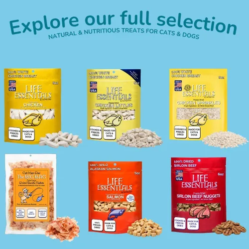 Miniatura 6 de Life Essentials Chicken Littles - Golosinas de pollo liofilizadas para gatos y perros pequeños, golosinas saludables de entrenamiento de un solo