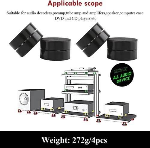 Miniatura 2 de Tertullus 4 piezas de pies de aislamiento de altavoz, almohadillas antivibración con soporte de bola de acero inoxidable de 1.535 in x 0.945 in