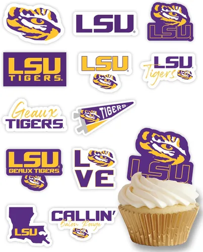 Miniatura 35 de Decoraciones para cupcakes de la Universidad de Alabama, suministros para fiestas de fútbol americano, cumpleaños, graduación (24 piezas)