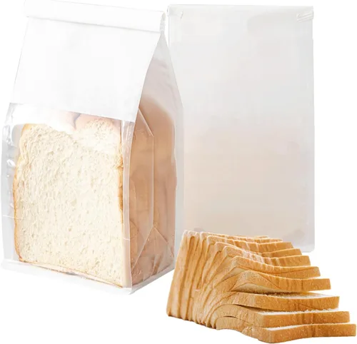 Miniatura 17 de 50 bolsas de pan de 8.6 pulgadas con cierre de alambre, bolsas grandes para pan hechas de papel de algodón marrón, bolsa de almacenamiento y empaque