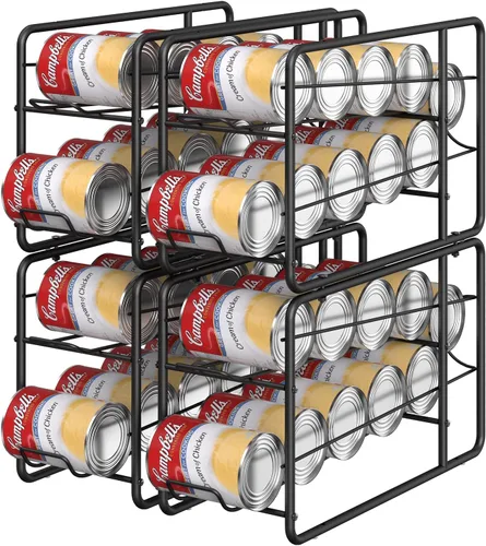 Miniatura 6 de MOOACE Paquete de 4 Estantes Dispensadores de Latas, Organizador Soporte Apilable de Almacenamiento de Latas para Alimentos Enlatados Gabinete