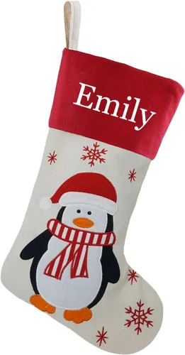 Miniatura 26 de Juego de 3, medias de Navidad personalizadas de 18 pulgadas con tecnología de bordado, diseños de Papá Noel, muñeco de nieve y renos para decoración