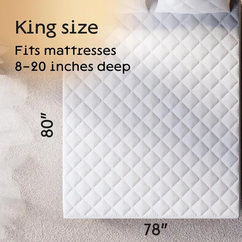 Miniatura 7 de Protector de colchón King de algodón 100% impermeable, protección de 360 grados contra derrames, manchas y accidentes para padres y dueños