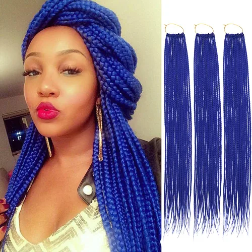Miniatura 24 de Extensiones de cabello trenzado tipo box de 24 pulgadas, hechas a mano, para mujeres y niñas, extensiones de cabello trenzado, 24#, 3 paquetes, 22