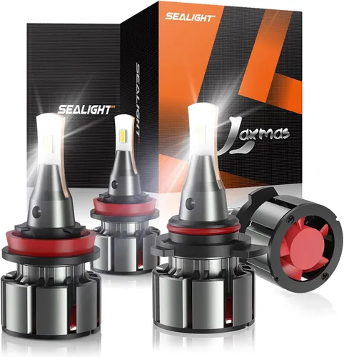 SEALIGHT Bombillas LED 9005 H11, L2 HB3 H8 H9 24,000LM Super Brightness 6000K Bombillas blancas frías, IP68 impermeable, Plug and Play, ventilador