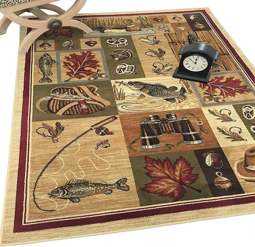Miniatura 13 de Colección de alfombras de cabaña inspirada en la naturaleza con animales, diseño de felpa y polipropileno fácil de limpiar para decoración del hogar