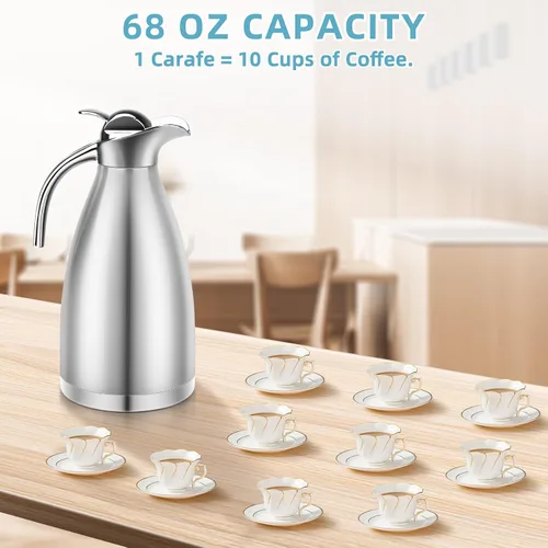 Miniatura 3 de Jarra térmica de café de 70 onzas, urna térmica de café con aislamiento térmico, jarra de café de acero inoxidable para mantener el calor, olla