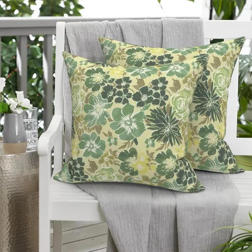 Miniatura 656 de Juego de 2 almohadas para exteriores de 16 x 16 pulgadas, repelentes al agua con interiores, para muebles de patio, hogar, jardín, geometría bohemia