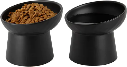 Miniatura 7 de Pequeños cuencos elevados de cerámica para gatos, cuencos elevados inclinados para alimentos o agua, sin estrés, prevención de reflujo, aptos
