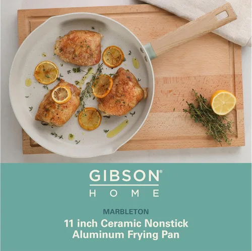 Miniatura 2 de Gibson Home Marbleton - Sartén grande de aluminio de 11 pulgadas, no tóxico, sartén antiadherente de cerámica de alta calidad, sartén para huevos