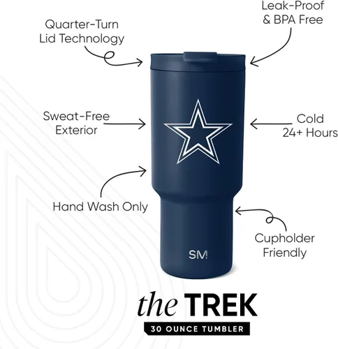 Miniatura 2 de Simple Modern - Vaso de 30 oz con tapa abatible y tapa con pajita Dallas Cowboys
