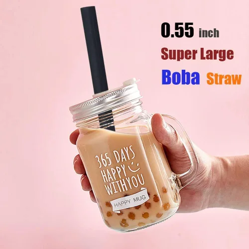 Miniatura 3 de ALINK Pajitas Boba de silicona reutilizables, pajitas extragrandes para batidos de té de burbujas para reventar perlas de tapioca, paquete de 4