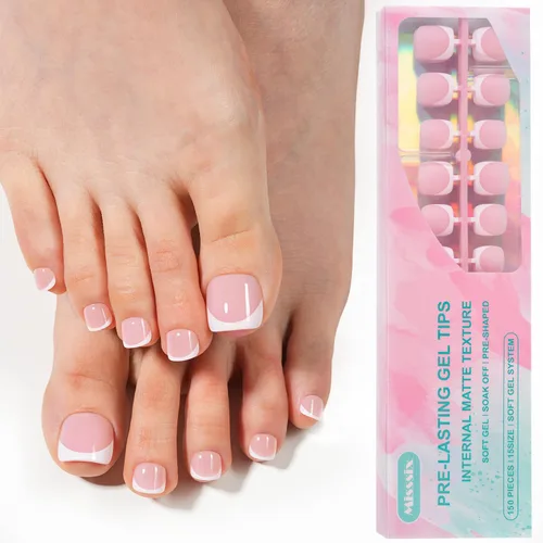 Miniatura 12 de Misssix Puntas de uñas de gel francesas negras, 240 piezas de puntas francesas de uñas postizas largas cuadradas, no es necesario limar, puntas 3