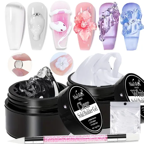 Miniatura 10 de NAILGIL - Gel 3D para arte de uñas, sin hemas, 3.53 oz de gel sólido constructor para esculpir las manos no pegajosas para extensiones, modelado