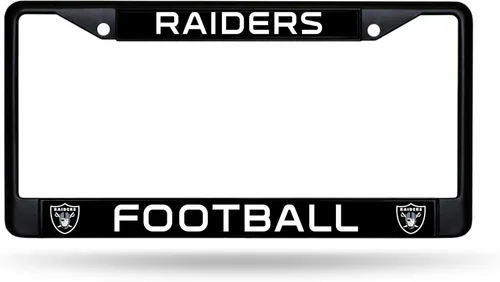 Miniatura 24 de Rico Industries Marco cromado negro primario de fútbol americano de la NFL con inserciones de plástico de 12" x 6" accesorio para automóvil/camión
