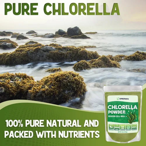 Miniatura 3 de XPRS Nutra Chlorella Powder - Polvo de clorofila de pared celular rota - Clorella para la inmunidad - Proteína completa vegana (8 onzas)
