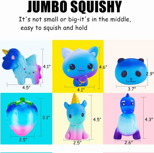 Miniatura 6 de Juguetes esponjosos de animales de levantamiento lento, juguetes esponjosos de unicornio y galaxia, regalos de fiesta, bolsas de premio de clase
