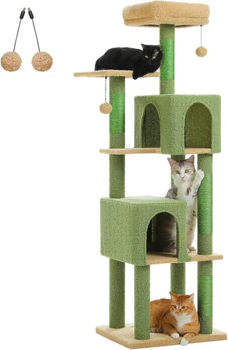 Miniatura 17 de MUTTROS Árbol de gato Cactus de 40" con torre para gatos, hamaca de alfombra grande de metal, poste para arañar para gatos de interior con Verde