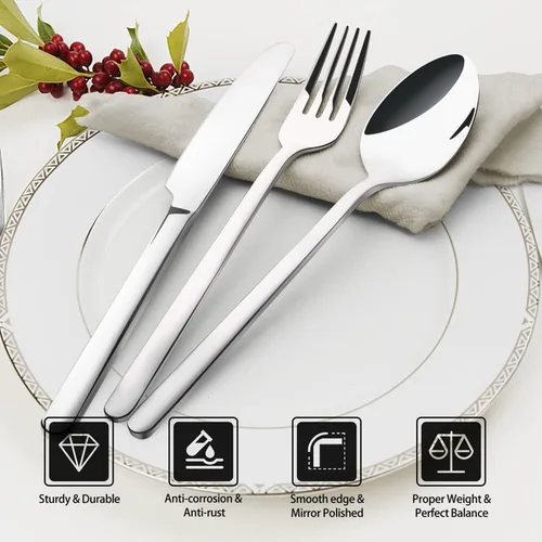 Miniatura 4 de KINGSTONE Juego de 12 tenedores de acero inoxidable 18/10 de 8 pulgadas, tenedores de mesa para el hogar, cocina y restaurante, aptos