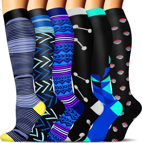 Miniatura 11 de SunFeeling - Calcetines de compresión para mujeres y hombres, 6 pares, brinda soporte a enfermeras, al correr, practicar atletismo y deportes