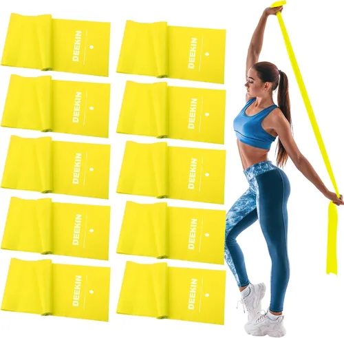 Miniatura 8 de DEEKIN Juego de 10 bandas de resistencia profesionales para ejercicio, sin látex, para pilates, terapia física, entrenamiento de fuerza, yoga