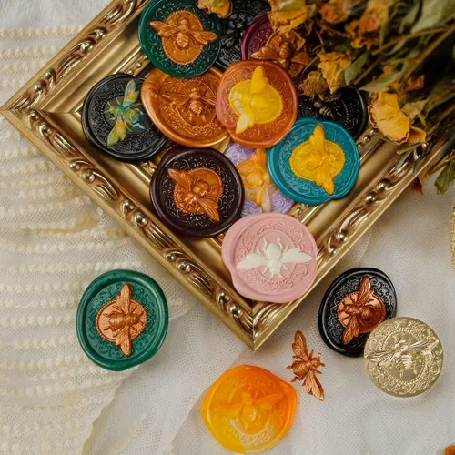 Miniatura 3 de Sello de Cera de Abeja en Relieve 3D - Cabeza de Latón con Mango de Madera, para Hacer Sellos de Cera para Invitaciones de Boda/Sobres/Envoltorios