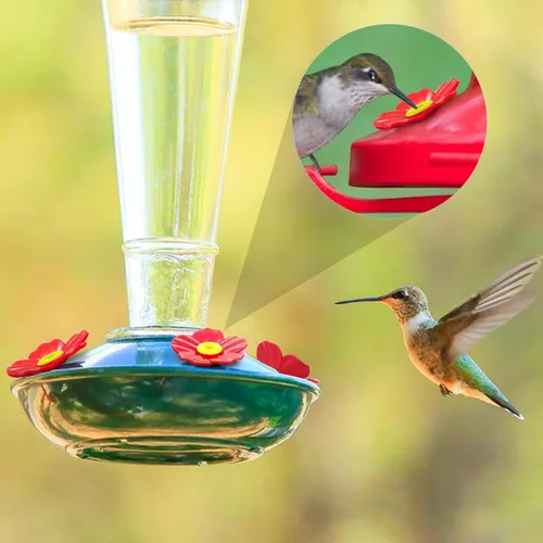 Miniatura 7 de Juego de 20 flores de repuesto para comedero de colibríes con 2 cepillos de limpieza, piezas de repuesto para colgar alimentación de colibríes al