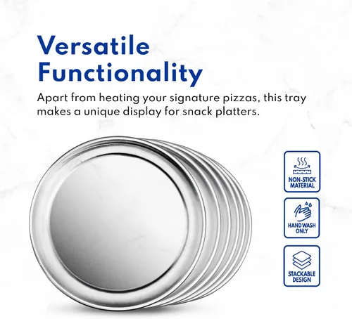 Miniatura 3 de New Star Foodservice 50868 Bandeja/Sartén para pizza, con borde ancho, de aluminio, 20.3 cm, paquete de 6