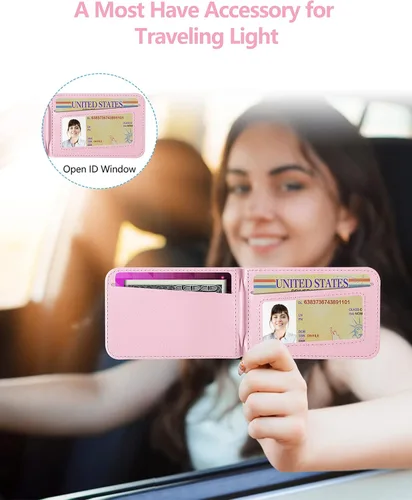 Miniatura 3 de ExtreLife para billetera Magsafe, soporte ajustable, ventana de identificación abierta, billetera magnética para iPhone 17/16/15/14 Pro Max/14 Rosa