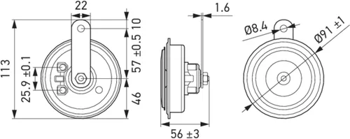 Miniatura 5 de HELLA 011225871 - Kit de bocinas de disco negras BX de 92 mm, 12 V (ajuste universal)