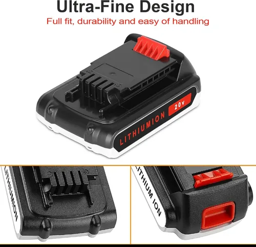 Miniatura 3 de JYJZPB Paquete de 2 baterías de repuesto de 3000 mAh compatibles con batería de litio Black and Decker de 20 V LB20 LBX20, para Black+Decker LBXR20