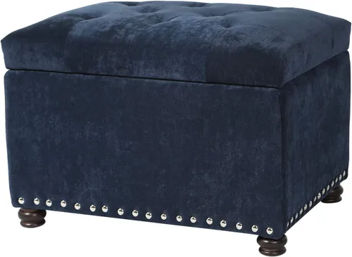 Miniatura 11 de Joveco Otomana rectangular de 24" con almacenamiento para sala de estar, banco tapizado con asiento y reposapiés con tapa abatible, reposapiés