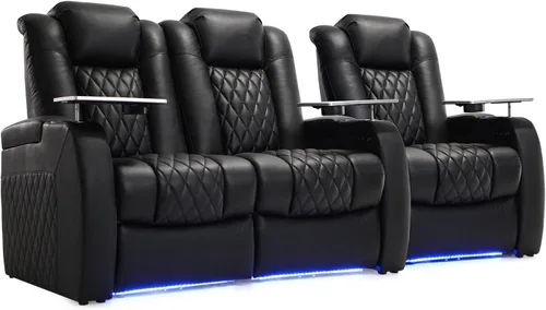 Miniatura 50 de Weilianda Asientos de Cine en Casa de Cuero de Grano Superior Silla Reclinable con Reposacabezas Eléctrico y Reclinación Asientos de Película Sofá