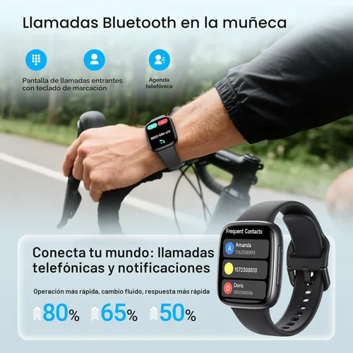Miniatura 3 de Fitpolo Reloj inteligente, rastreador de fitness AMOLED de 1.85 pulgadas con llamada Bluetooth, monitor de frecuencia cardíaca/sueño/SPO₂, más