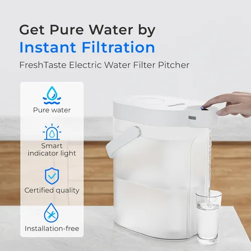 Miniatura 2 de Waterdrop FreshTaste - Jarra instantánea con filtro de agua, dispensador potente recargable, reduce el cloro, el plomo, el cobre, purifica, suaviza