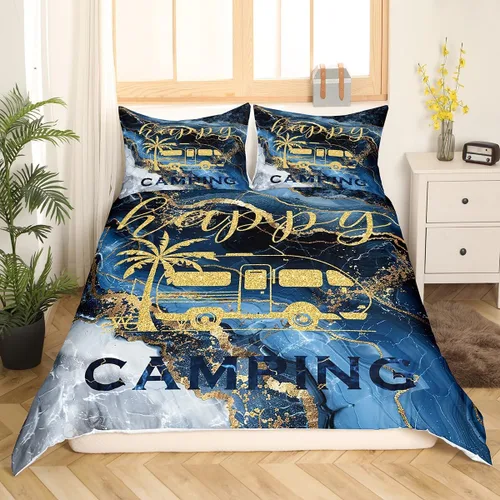 Miniatura 4 de Juego de ropa de cama de verano para remolques de viaje, playa hawaiana, camping, funda de edredón individual para niños, adultos, hombres