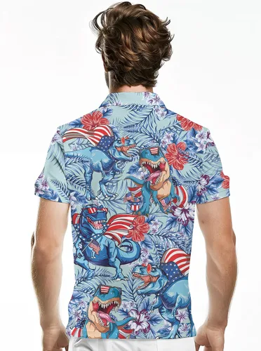 Miniatura 3 de PAGYMO Golf Shirts for Men Crazy Print Hawaiian Funny Mens Polo Shirt