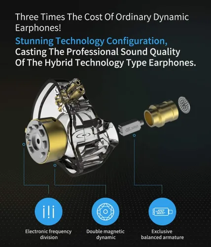 Miniatura 2 de KZ ZSN Pro Dynamic Hybrid Dual Driver - Auriculares intrauditivos desmontables sin enredos para músicos intrauditivos (morado con micrófono)