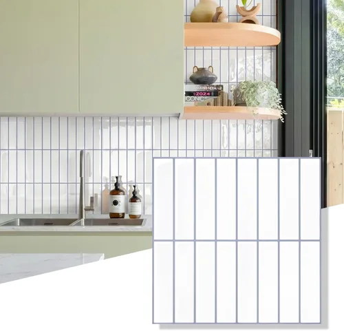 Miniatura 20 de Commomy 10 azulejos 3D mate para despegar y pegar de 11.8 x 11.8 pulgadas, ultraligeros de PVC, cuadrados, para despegar y pegar para cocina