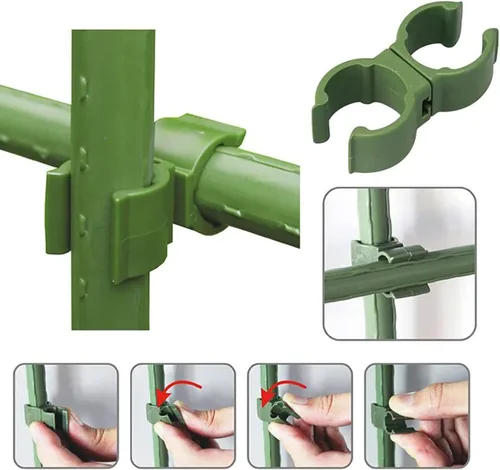 Miniatura 3 de ZAYI Clip de conector de enrejado ajustable de 0.315 in, accesorios de stent de ratán verde para escalar, conector universal giratorio para plantas
