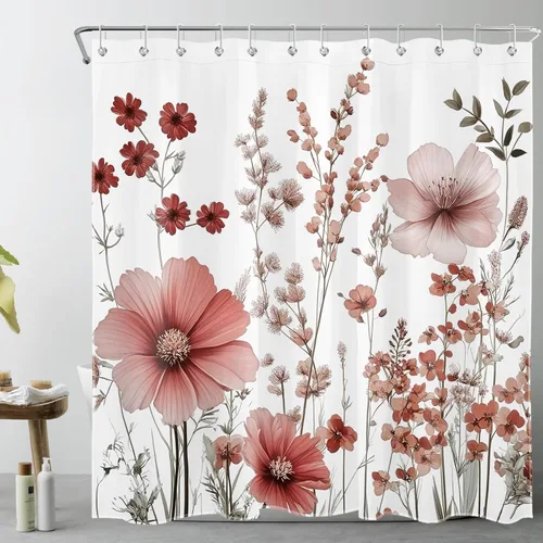 Miniatura 8 de LB Cortina de ducha pequeña de fantasma de Halloween de 48 x 68 pulgadas, forro de cortina de ducha de tamaño medio floral naranja, divertidas