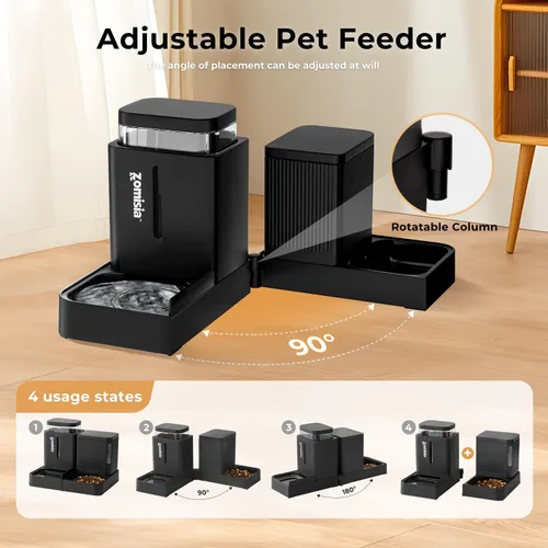 Miniatura 3 de ZOMISIA Alimentador de gravedad para gatos y dispensador de agua, alimentador automático 2 en 1 para gatos con rotación de 180 grados, 2