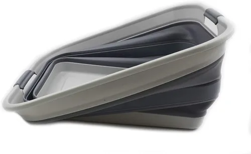 Miniatura 4 de SAMMART Cesta plegable de plástico para la ropa sucia de 42 litros, contenedor de almacenamiento plegable y organizador, tina de lavado portátil