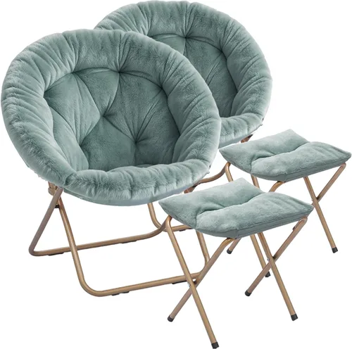 Miniatura 12 de Magshion Silla plegable para adultos con otomana, silla de lectura circular para dormitorio, sala de estar y dormitorio, asiento decorativo cómodo