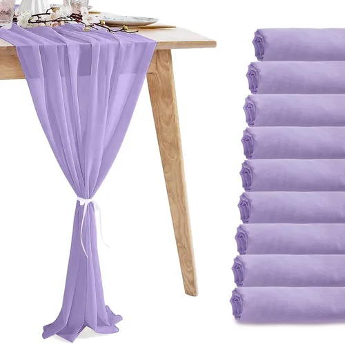 Miniatura 11 de Paquete de 10 Caminos de Mesa de Gasa Rosa Bebé de 10 Pies para Boda, Camino de Mesa de Tul Romántico Transparente para Navidad, Boda, Novia, Fiesta