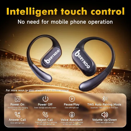 Miniatura 7 de BRYNDO - Auriculares inalámbricos Bluetooth 5.4 con conversación clara, elegante funda giratoria con cordón, carga tipo C, ajuste cómodo, T-10 Gris