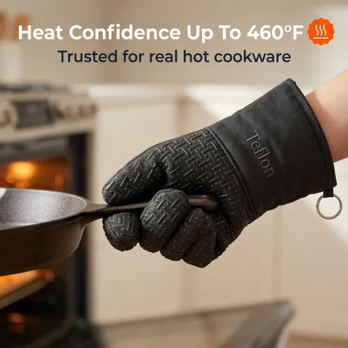 Miniatura 4 de Xlnt - Guantes de silicón antideslizantes para horno, resistentes al calor, con acabado de teflón Eco Elite, con lazo para colgar, ideales para uso