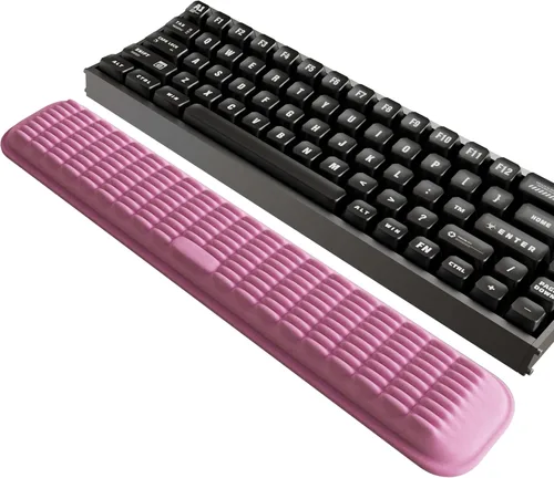 Miniatura 18 de MEKASS Reposamuñecas para teclado para teclado compacto del 60%, soporte ergonómico de espuma viscoelástica suave para muñeca con base Negro