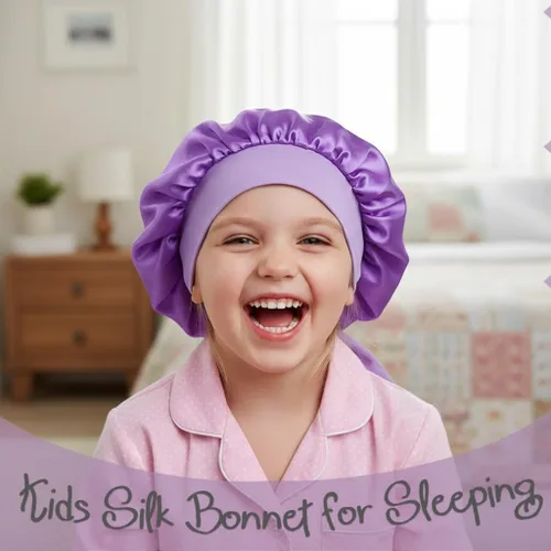 Miniatura 6 de Gorros de satén para niñas para niñas, gorro de satén para dormir, gorro de noche de seda